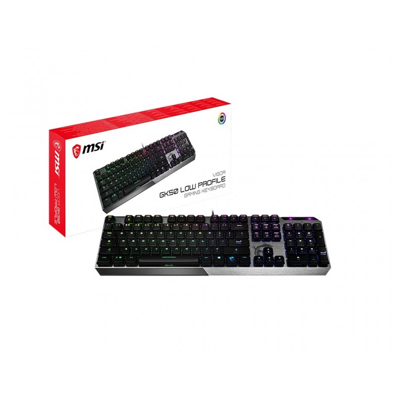 MSI Vigor GK50 Low Profile - Standard - USB - Clavier mécanique - QWERTZ -  LED RGB - Noir - Métallique