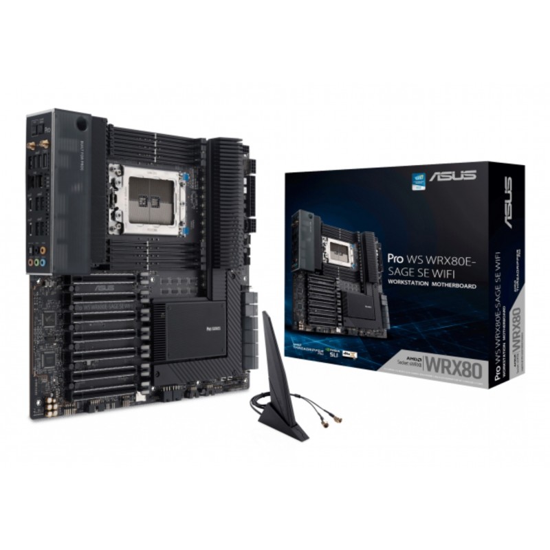 ASUS WRX80E-SAGE SE WIFI, AMD, Socket SP3, AMD Ryzen Threadripper PRO 3000 WX-Series, DDR4-SDRAM, 2,05 To, DIMM