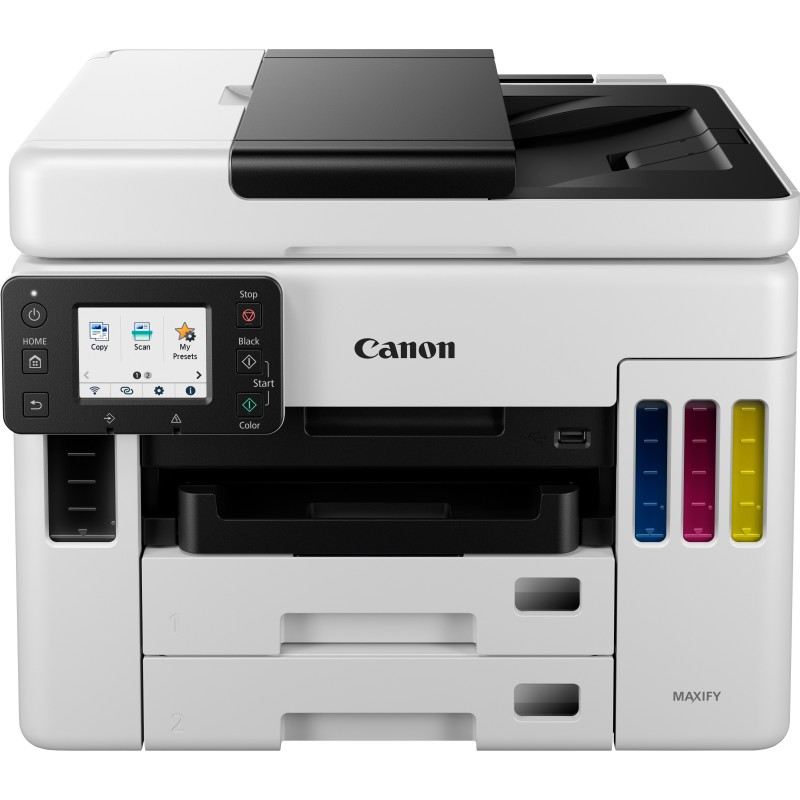 Canon MAXIFY Imprimante jet d'encre MegaTank multifonction rechargeable couleur sans fil GX7050, Jet d'encre, Impression couleur, 600 x 1200 DPI, A4, Impression directe, Noir, Blanc