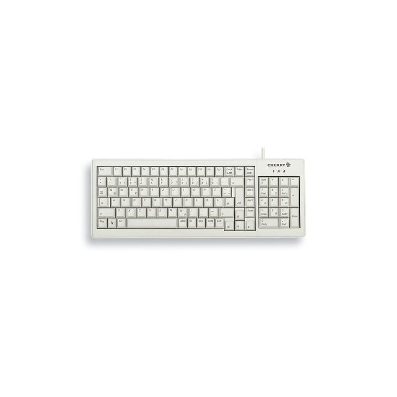 Cherry XS , Taille réelle 100 %, Avec fil, USB, QWERTZ, Gris