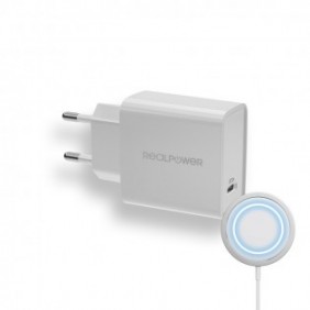 RealPower PC-MagSet, Intérieure, Secteur, Recharge sans fil, Blanc