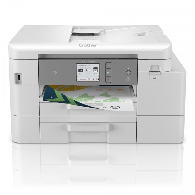 Brother MFC-J4540DW - Imprimante jet d'encre multifonction professionnelle 4-en-1 - Éligible au forfait EcoPro., Jet d'encre, Impression couleur, 4800 x 1200 DPI, A4, Impression directe, Blanc