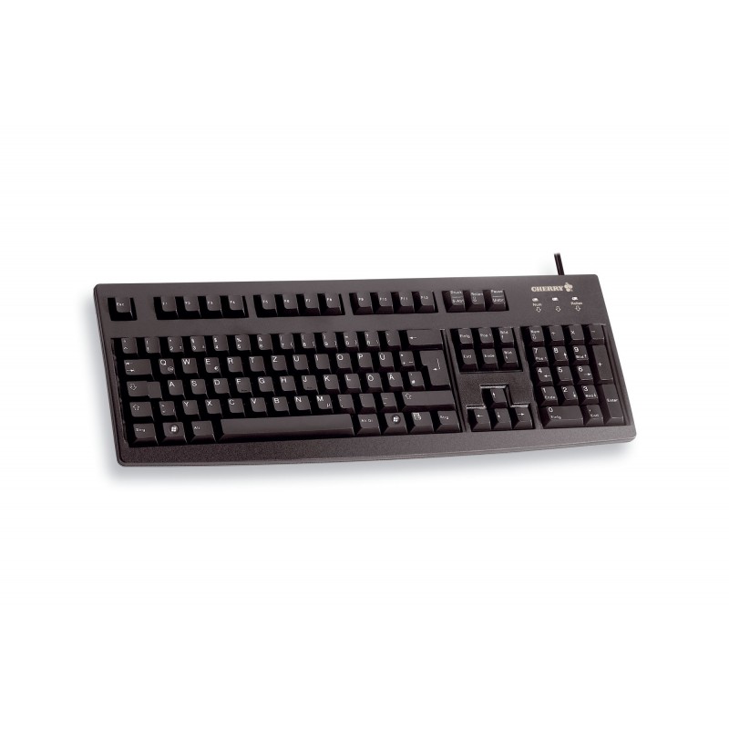 Cherry G83-6105, Taille réelle 100 %, Avec fil, USB, QWERTZ, Noir
