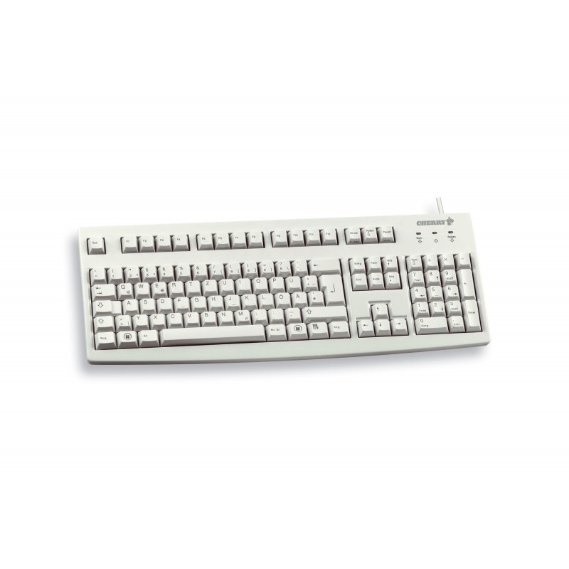 Cherry G83-6105, Taille réelle 100 %, Avec fil, USB, QWERTZ, Gris