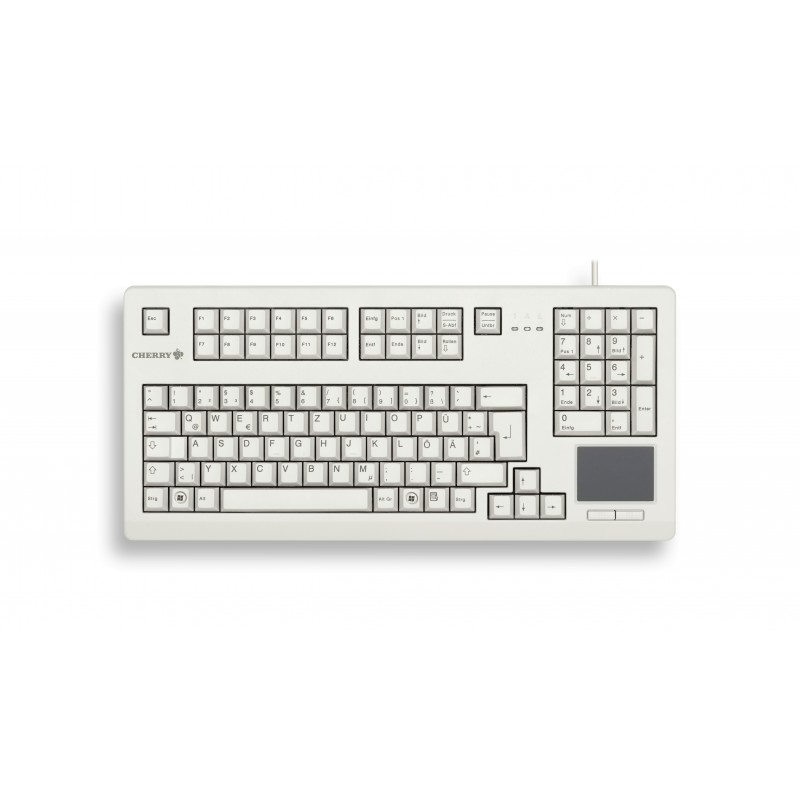 Cherry TouchBoard G80-1190, Taille réelle 100 %, Avec fil, USB, Clavier mécanique, QWERTZ, Gris