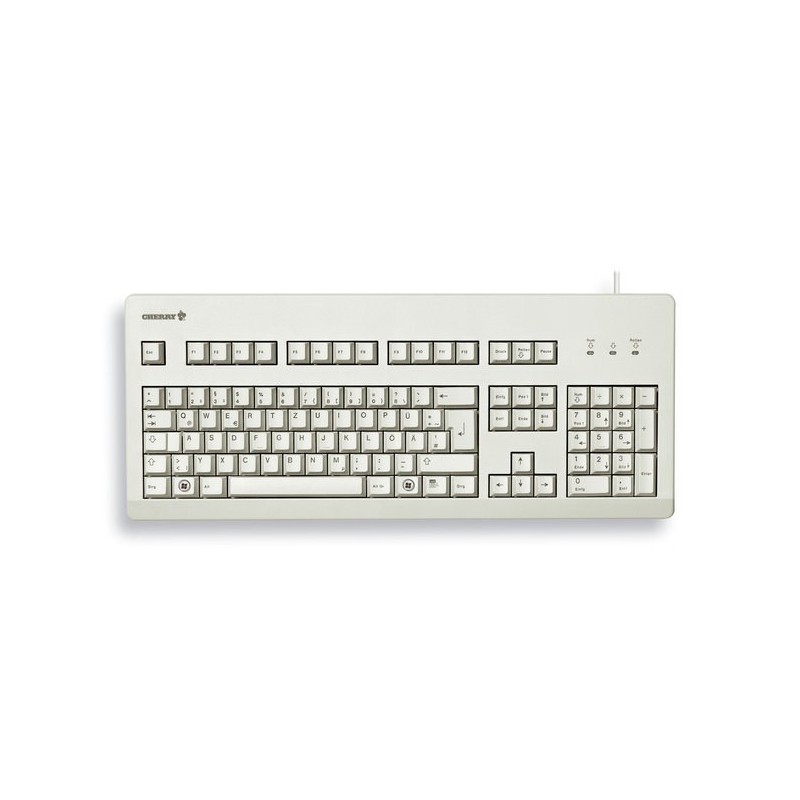 Cherry G80-3000, Taille réelle 100 %, Avec fil, USB, Clavier mécanique, QWERTY, Gris