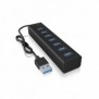 ICY BOX IB-HUB1700-U3, USB 3.2 Gen 1 3.1 Gen 1 Type-A, USB 3.2 Gen 1 3.1 Gen 1 Type-A, 5000 Mbits, Noir, Aluminium, Access, Énergie