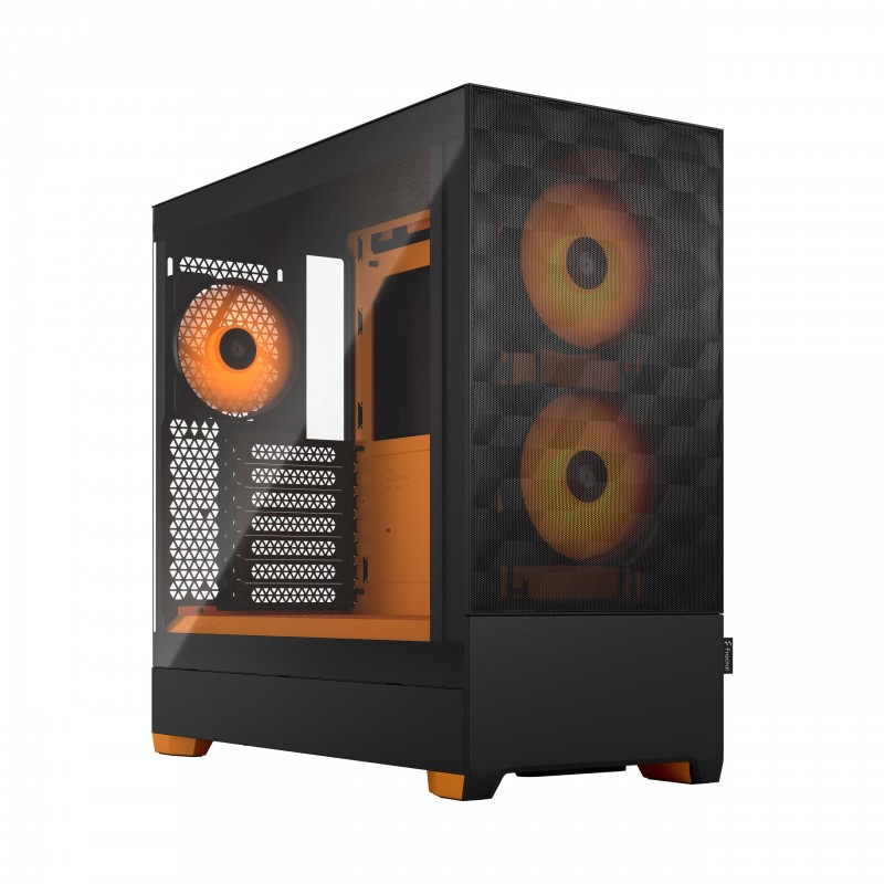 Fractal Design Pop Air, Tower, PC, Noir, Orange, ATX, micro ATX, Mini-ITX, Acier, Verre trempé, Multicolore