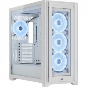 Corsair 5000X RGB QL Edition, Midi Tower, PC, Blanc, ATX, EATX, micro ATX, Mini-ITX, Plastique, Acier, Verre trempé, Jouer