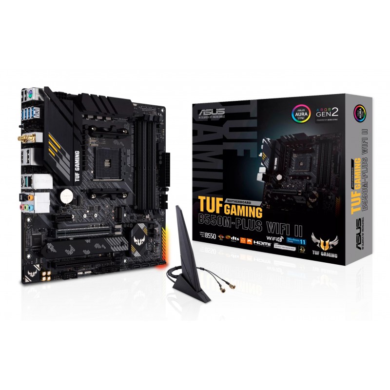 ASUS TUF GAMING B550M-PLUS WIFI II, AMD, Emplacement AM4, AMD Ryzen 3000 Series, AMD Ryzen 5000 Series, Emplacement AM4, DDR4-SDRAM, 128 Go