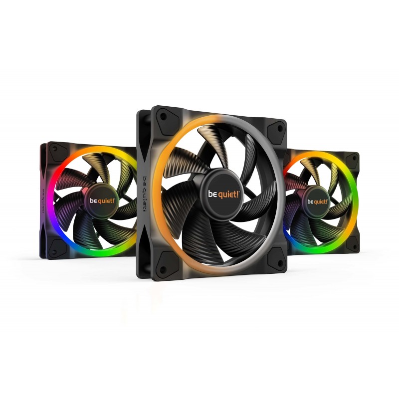 Be Quiet! Light Wings 120 mm PWM | Ventilateur PC ARGB, Pack de 3, Ventilateur, 12 cm, 1700 trmin, 70,53 m³h, Noir