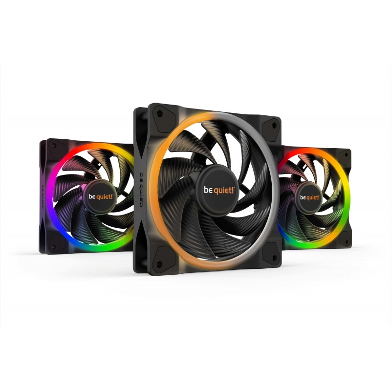 Be Quiet! Light Wings 120 mm PWM | Ventilateur PC ARGB high-speed, Pack de 3, Ventilateur, 12 cm, 2500 trmin, 88,86 m³h, Noir