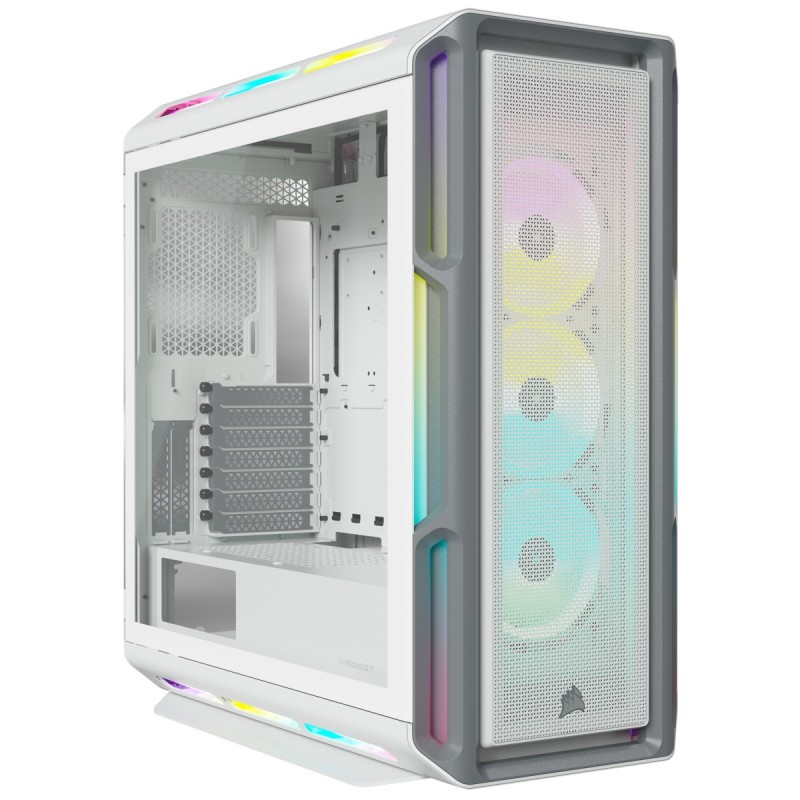 Corsair iCUE 5000T RGB, Midi Tower, PC, Blanc, ATX, EATX, micro ATX, Jouer, Multicolore