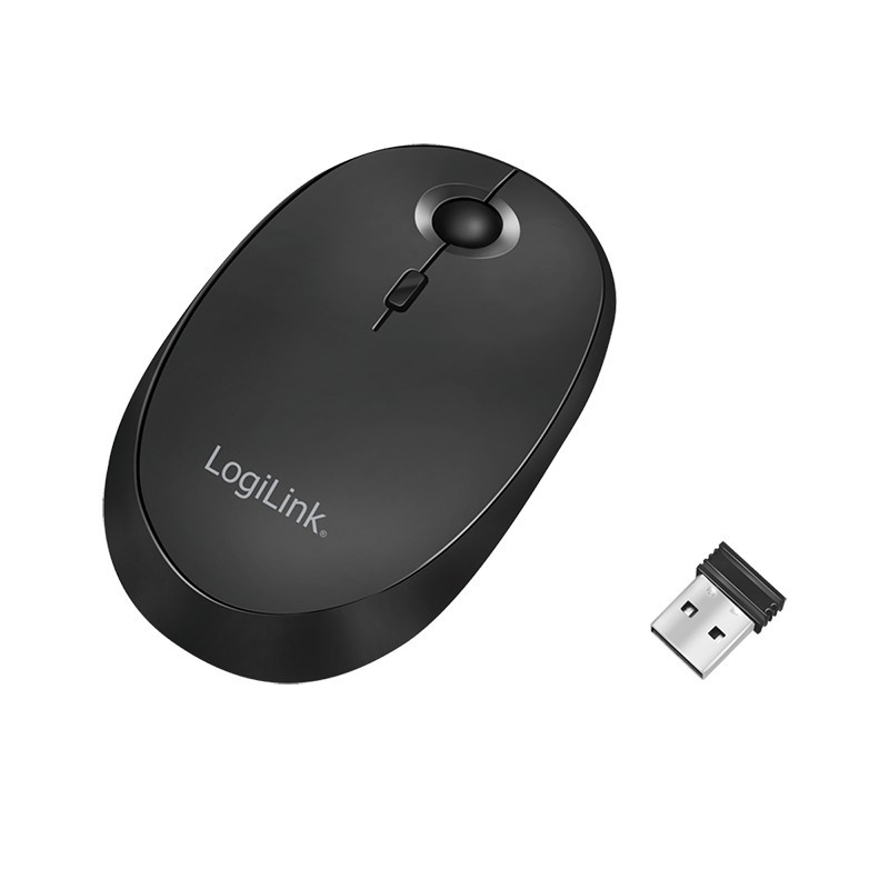 LogiLink ID0204, Ambidextre, RF sans fil + Bluetooth, 1600 DPI, Noir