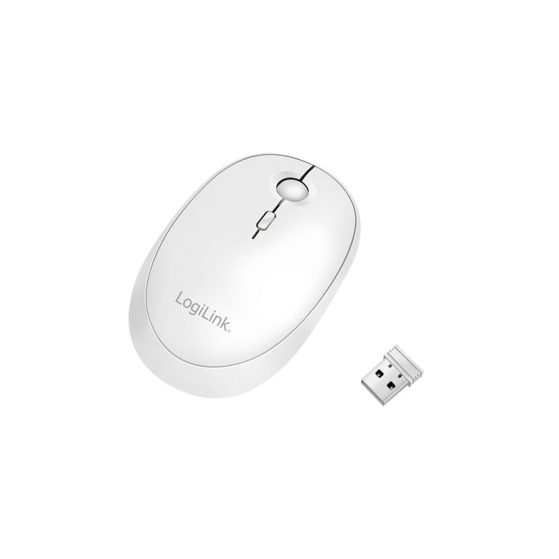 LogiLink ID0205, Ambidextre, RF sans fil + Bluetooth, 1600 DPI, Blanc