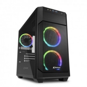 Sharkoon V1000 RGB, Micro Tower, PC, Noir, micro ATX, Mini-ITX, Jouer, Multicolore