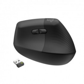 Logitech Lift for Business, Droitier, Conception verticale, Optique, RF sans fil + Bluetooth, 4000 DPI, Graphite