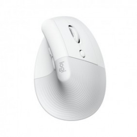 Logitech Lift for Business, Droitier, Conception verticale, Optique, RF sans fil + Bluetooth, 4000 DPI, Blanc
