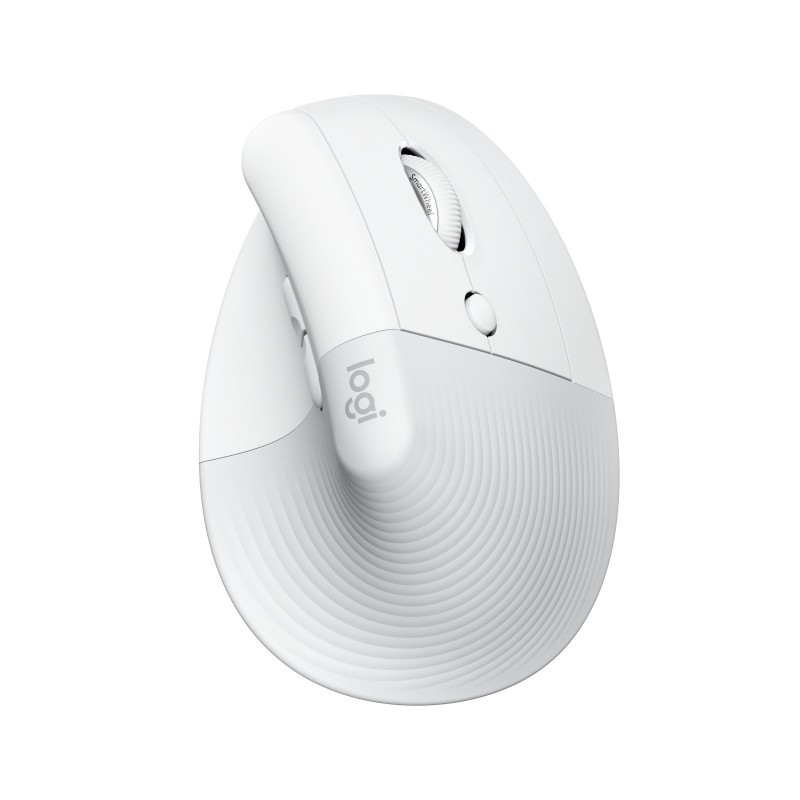 Logitech Lift for Business, Droitier, Conception verticale, Optique, RF sans fil + Bluetooth, 4000 DPI, Blanc