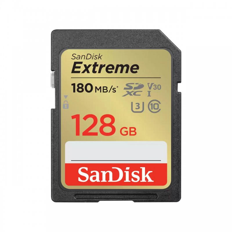 SanDisk Extreme, 128 Go, SDXC, Classe 10, UHS-I, 180 Mos, 90 Mos