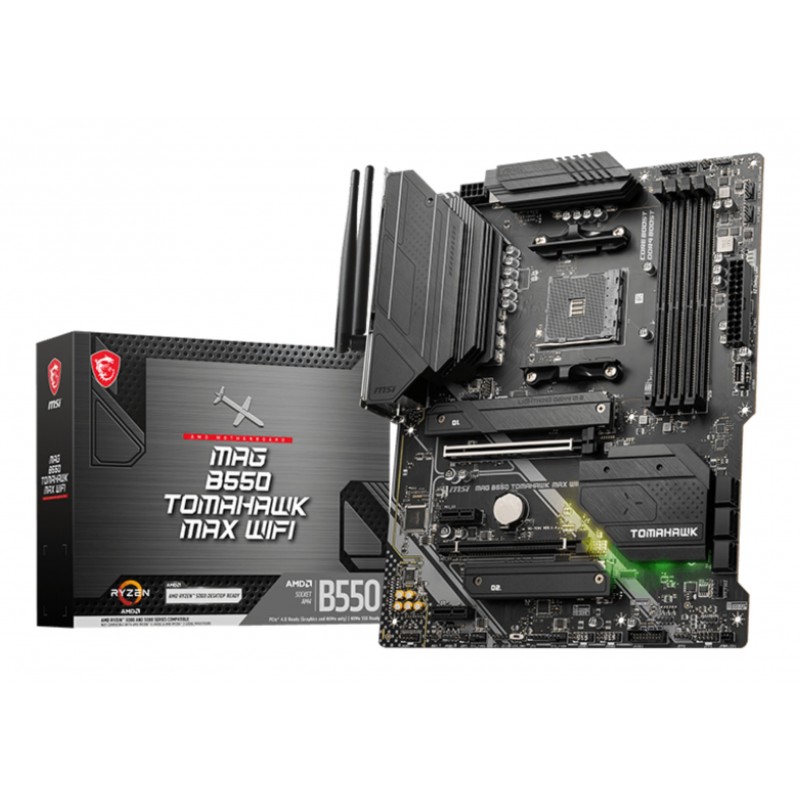 MSI MAG B550 TOMAHAWK MAX WIFI, AMD, Emplacement AM4, AMD Ryzen 3000 Series, Emplacement AM4, DDR4-SDRAM, 128 Go