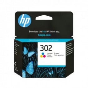 HP 302 Cartouche d’encre trois couleurs authentique, Rendement standard, Cyan, Magenta, Jaune, Encre à colorant, 4 ml, 1 pièce, Multi pack