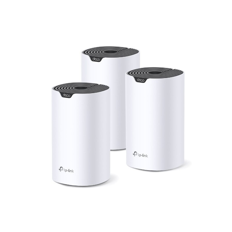 TP-LINK Deco S7 3-pack, Blanc, Noir, Interne, Système maillé, Omni-directionnel, FCC: 30 dBm 2.4 GHz, 30 dBm 5 GHz CE: 20 dBm 2.4 GHz, 23 dBm 5 GHz, Bi-bande 2,4 GHz  5 GHz