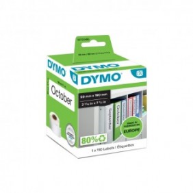 Dymo LW -Étiquettes pour classeurs grand format - 59 x 190 mm - S0722480, Blanc, Imprimante d'étiquette adhésive, Papier, Permanent, Rectangle, LabelWriter
