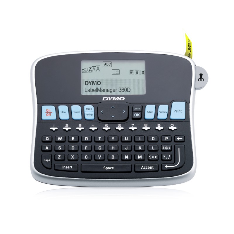 Dymo LabelManager 360D, QWERTY, D1, Transfert thermique, 180 x 180 DPI, 12 mmsec, Avec fil