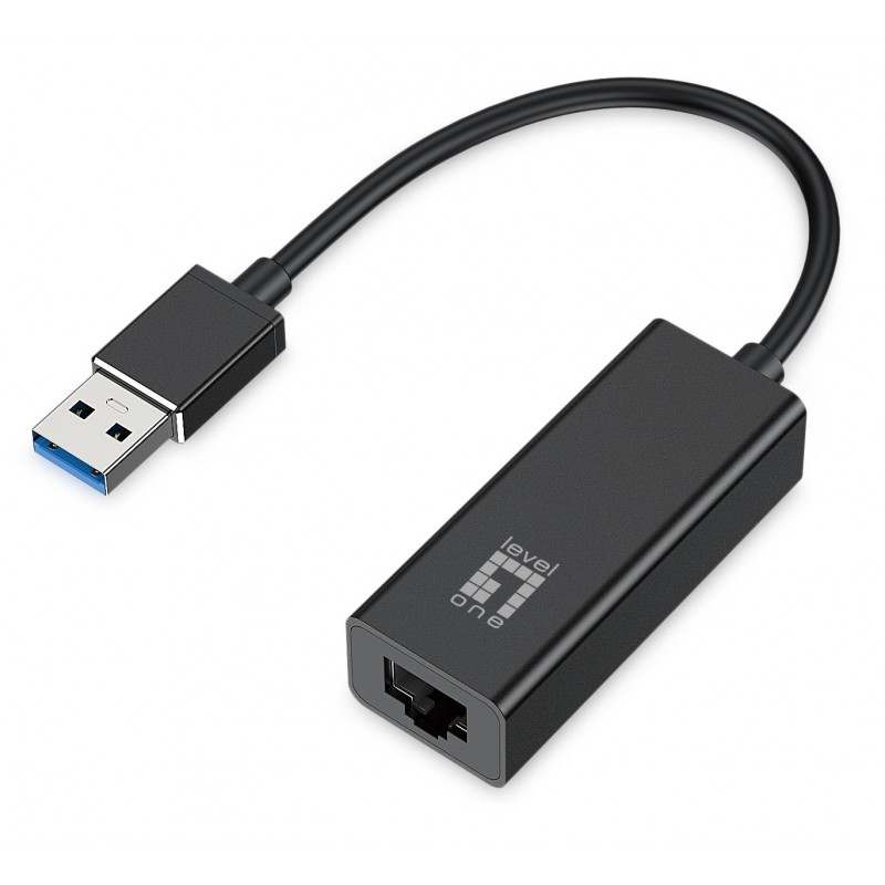 LevelOne USB-0401, Avec fil, USB, Ethernet, 1000 Mbits, Noir