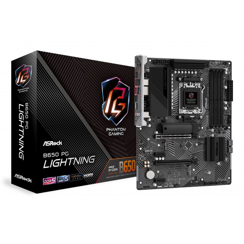ASRock B650 PG Lightning, AMD, Emplacement AM5, DDR5-SDRAM, 128 Go, DIMM, Double canal