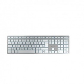 Cherry KW 9100 SLIM FOR MAC, Avec fil &sans fil, USB + Bluetooth, QWERTZ, Argent