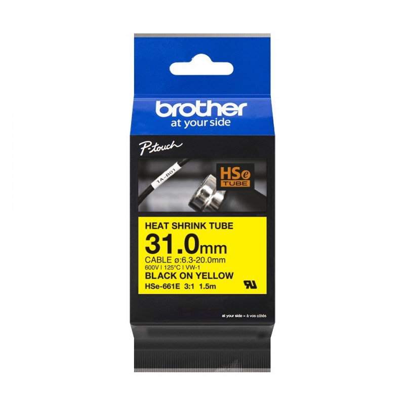 Brother HSe-661E, Jaune, Chine, Brother, PT-D800W PT-P900W PT-P950NW, 69 mm, 178 mm