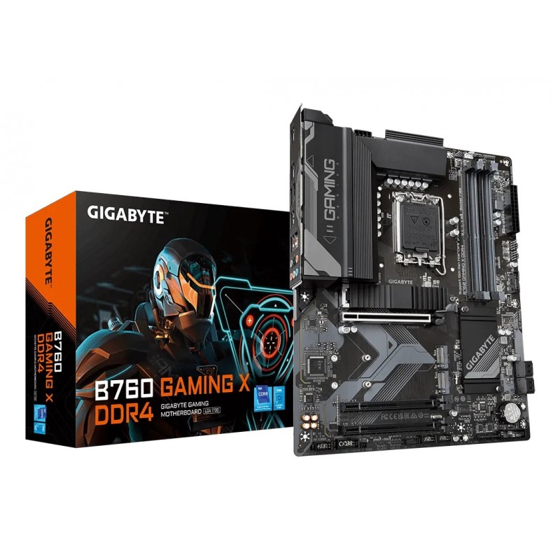 Gigabyte B760 GAMING X DDR4 Carte Mère - Prend en charge les processeurs Intel Core de 14e génération, VRM numérique 8+1+1 phases, jusqu'à 5333MHz DDR4 , 3xPCIe 4.0 M.2, LAN 2.5GbE, USB 3.2 Gen 2, LGA 1700, Intel® Celeron®, Intel® Pentium® Gold