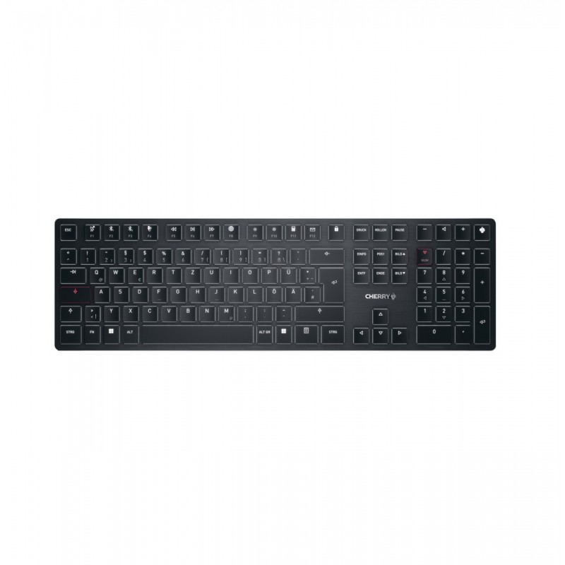 Cherry KW X ULP, Avec fil &sans fil, USB + RF Wireless + Bluetooth, Clavier mécanique, QWERTZ, LED, Noir