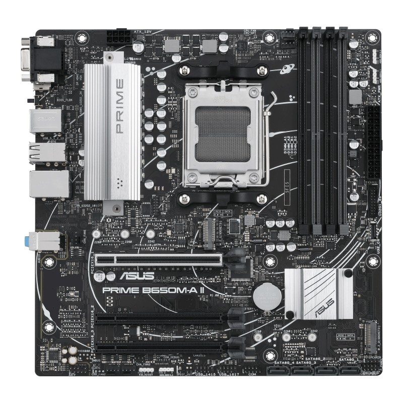 ASUS PRIME B650M-A II-CSM, AMD, Emplacement AM5, AMD Ryzen 7000 Series, Emplacement AM5, DDR5-SDRAM, 128 Go