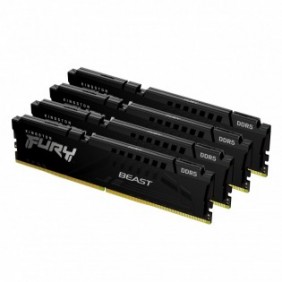 Kingston FURY Beast 128 Go 5600 MTs DDR5 CL40 DIMM Kits de 4 Black XMP, 128 Go, 4 x 32 Go, DDR5, 288-pin DIMM, Noir
