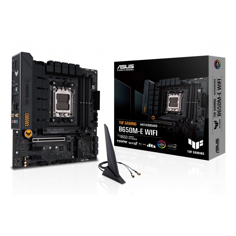 ASUS TUF GAMING B650M-E WIFI, AMD, Emplacement AM5, AMD Ryzen 7000 Series, DDR5-SDRAM, 128 Go, DIMM