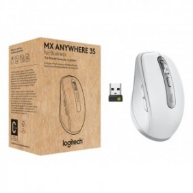Logitech MX Anywhere 3S for Business, Droitier, Laser, RF sans fil + Bluetooth, 8000 DPI, Blanc