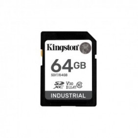 Kingston 64G SDXC Industrial pSLC, 64 Go, SDHC, Classe 10, UHS-I, 100 Mos, 80 Mos