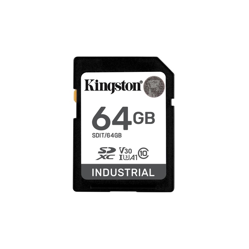 Kingston 64G SDXC Industrial pSLC, 64 Go, SDHC, Classe 10, UHS-I, 100 Mos, 80 Mos