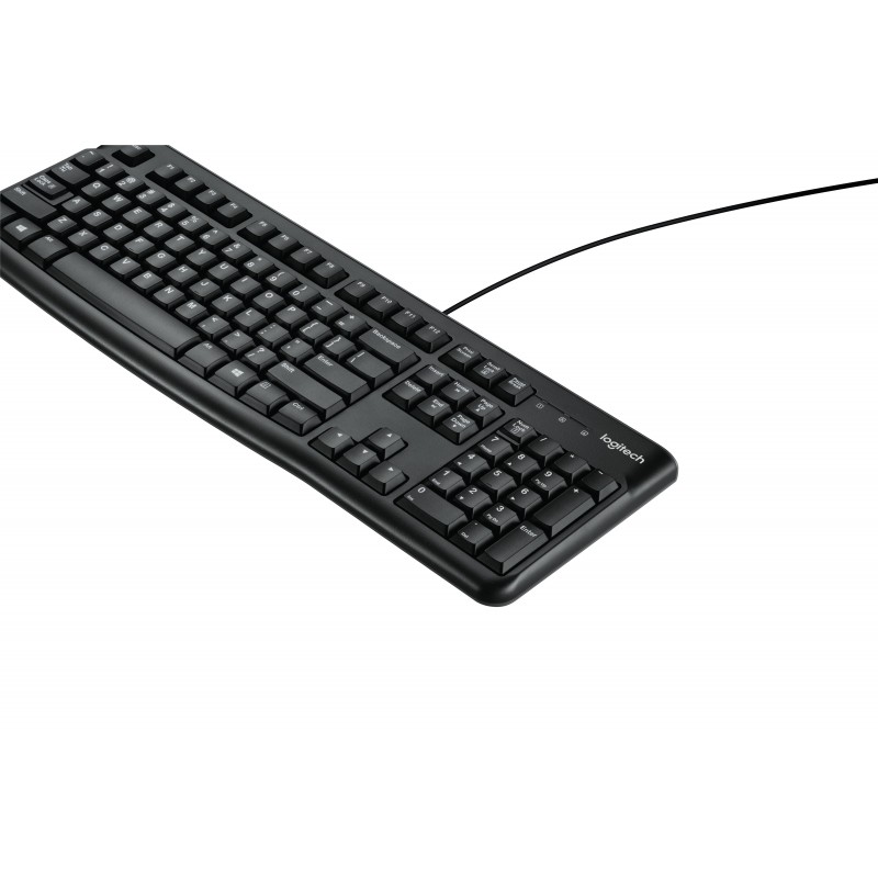 Logitech K120, Taille réelle 100 %, Avec fil, USB, QWERTY, Noir
