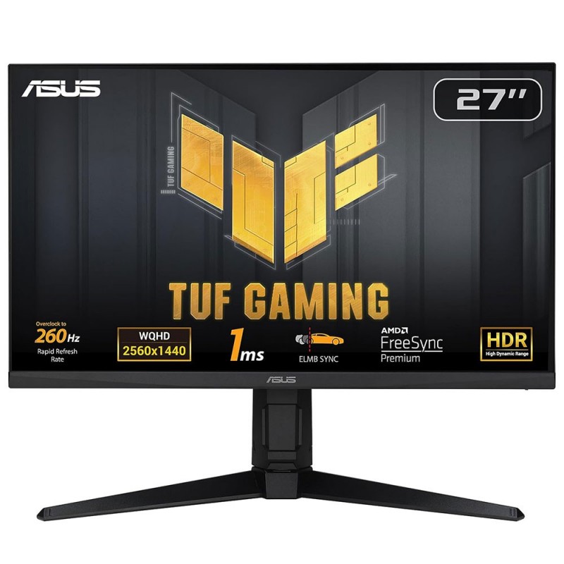 ASUS TUF Gaming VG27AQML1A, 68,6 cm 27", 2560 x 1440 pixels, Wide Quad HD, LCD, 1 ms, Noir