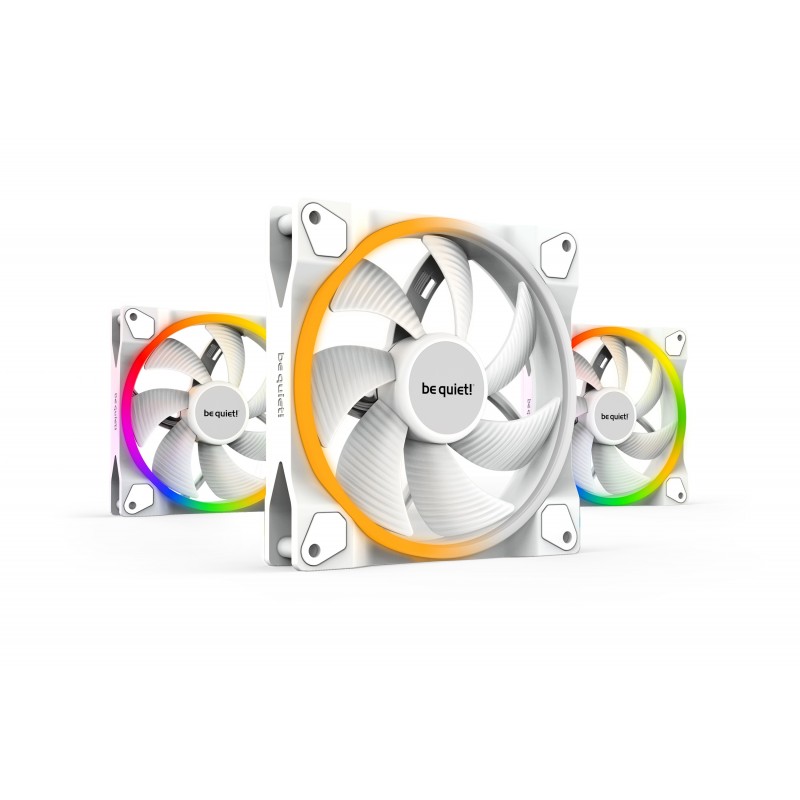 Be Quiet! Light Wings 140 mm PWM | Ventilateur PC ARGB White, Pack de 3, Ventilateur, 14 cm, 1500 trmin, 95,14 m³h, Blanc