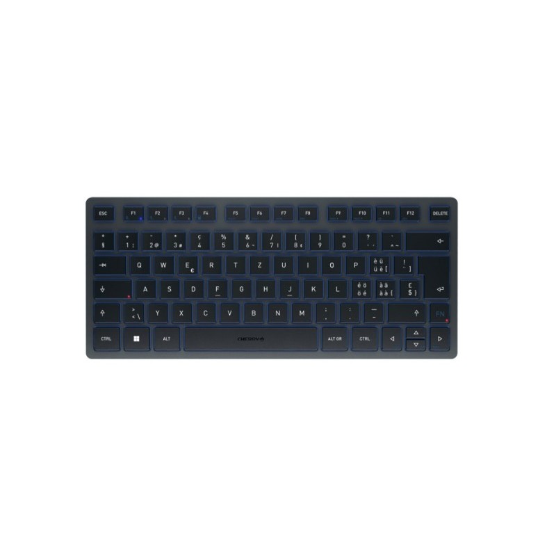 Cherry KW 7100 MINI BT, Sans fil, Bluetooth, Commutateur de touche « ciseaux », QWERTZ, Bleu