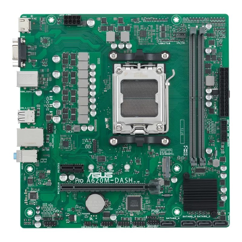 ASUS PRO A620M-DASH-CSM, AMD, Emplacement AM5, Emplacement AM5, DDR5-SDRAM, 96 Go, DIMM