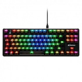 Sharkoon SGK70W, Sans clé 80 - 87%, Avec fil &sans fil, USB, QWERTZ, LED RGB, Noir