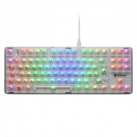 Sharkoon 4044951040131, Sans clé 80 - 87%, Avec fil &sans fil, USB, QWERTZ, LED RGB, Blanc