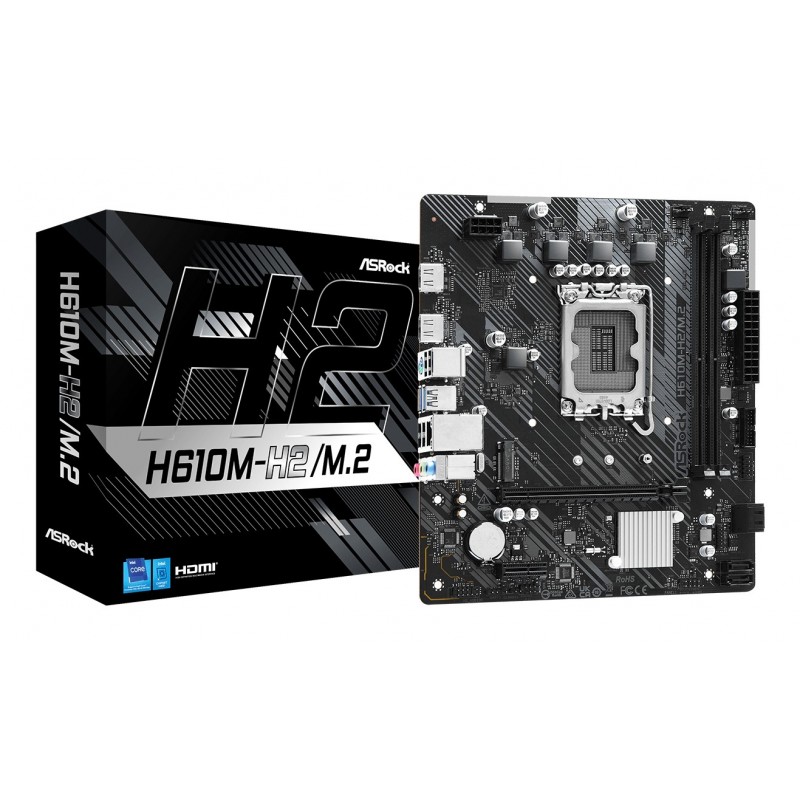 ASRock H610M-H2M.2, Intel, LGA 1700, Intel Core i3 12th Gen, Intel Core i3 13th Gen, Intel Core i3 14th Gen, Intel Core i5 12th Gen,..., DDR4-SDRAM, 64 Go, DIMM