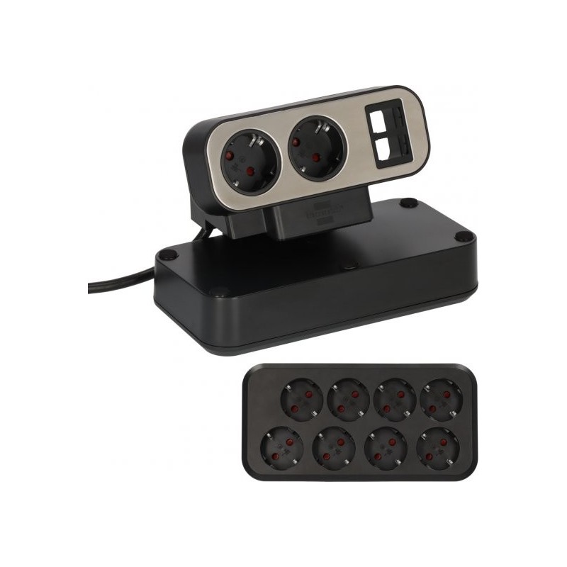 Brennenstuhl 1153580100, 2 m, Intérieure, IP20, Polyvinyl chloride , Noir, Argent, 10 sortie CA